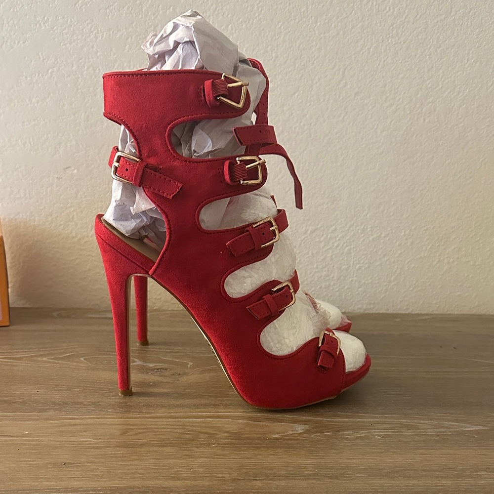Shoe Dazzle Strappy Red Heels